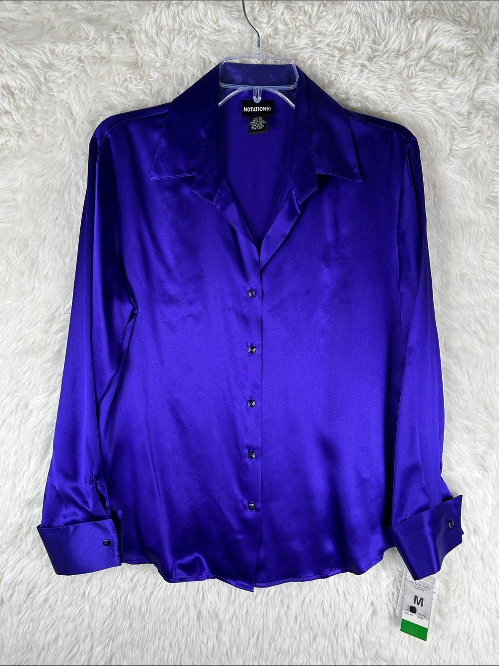 NWT NOTATIONS Women’s Royal Purple Silk Button-Down Shirt